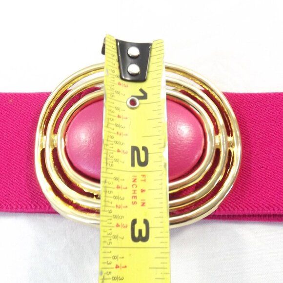 Fuchsia Pink Stretch Belt with Gold and Pink Buckle - Picture 10 of 10